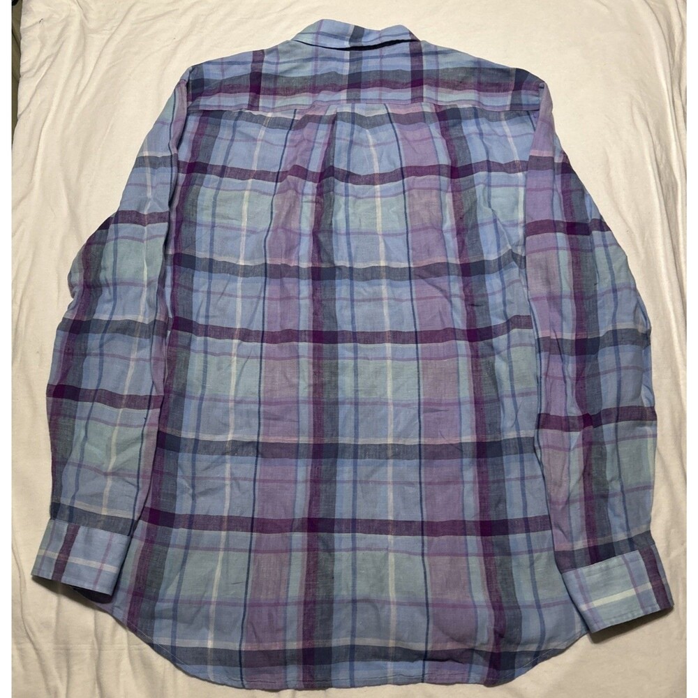 Vineyard Vines Men’s Classic Fit Murray 100% Linen Plaid Long Sleeve Shirt Sz Lg - Picture 10 of 10